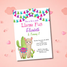 Hele Llama Fun Pink Paarse Cactus Kind Birthday