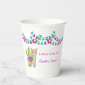 Hele Llama Fun Pink Paarse Cactus Kind Birthday Papieren Bekers (Achterkant)