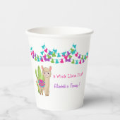 Hele Llama Fun Pink Paarse Cactus Kind Birthday Papieren Bekers (Voorkant)