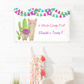 Hele Llama Fun Pink Paarse Cactus Kind Birthday Spandoek (Insitu)