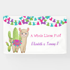 Hele Llama Fun Pink Paarse Cactus Kind Birthday Spandoek