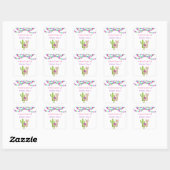 Hele Llama Fun Pink Paarse Cactus Kind Birthday Vierkante Sticker (Vel)