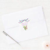Hele Llama Fun Pink Paarse Cactus Kind Birthday Vierkante Sticker (Envelop)