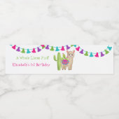 Hele Llama Fun Pink Paarse Cactus Kind Birthday Waterfles Etiket (Enkel label)