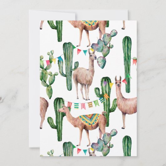 Hele Llama Fun Verjaardagsfeest Uitnodiging (Achterkant)