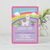 Hele Llama Fun Verjaardagsfeest Uitnodigingen Alpa (Staand voorkant)