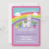 Hele Llama Fun Verjaardagsfeest Uitnodigingen Alpa (Voorkant)