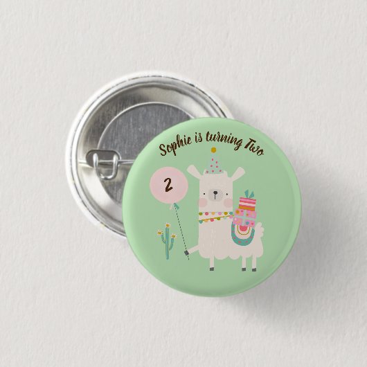 Hele Llama Leuk Lime Groen Verjaardagsfeest Ronde Button 3,2 Cm (Voorkant /achterkant)