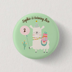 Hele Llama Leuk Lime Groen Verjaardagsfeest Ronde Button 3,2 Cm