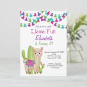 Hele Llama Leuk Roze Paarse Cactus 2e Verjaardag Kaart (Staand voorkant)