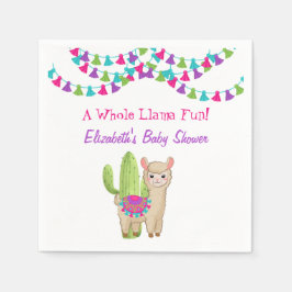 Hele Llama Leuk Roze Paarse Cactus Baby shower Servet