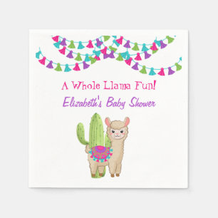 Hele Llama Leuk Roze Paarse Cactus Baby shower Servet