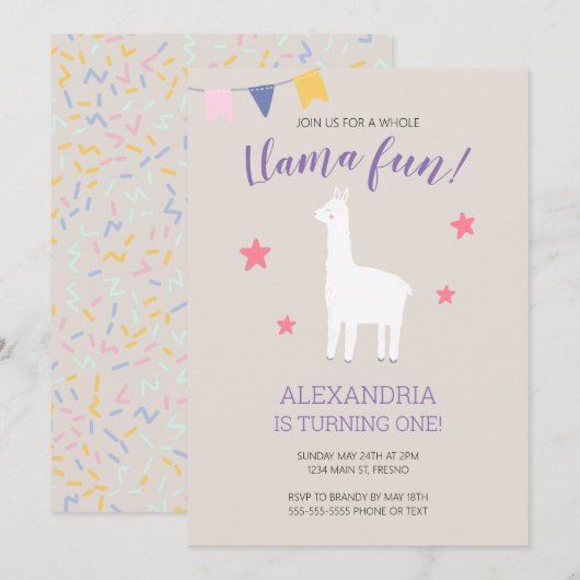 Hele Llama Leuk Schattige Boho Verjaardag Kaart (Voorkant / Achterkant)