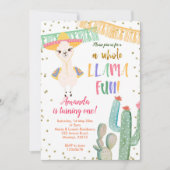 Hele Llama Leuke Cactus Verjaardag Uitnodiging (Voorkant)