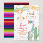 Hele Llama Leuke Cactus Verjaardag Uitnodiging (Voorkant / Achterkant)