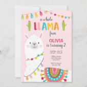 Hele Llama Leuke Fiesta Meisje Verjaardag Uitnodig Kaart (Voorkant)