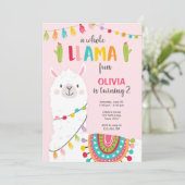 Hele Llama Leuke Fiesta Meisje Verjaardag Uitnodig Kaart (Staand voorkant)