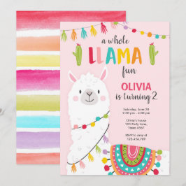 Hele Llama Leuke Fiesta Meisje Verjaardag Uitnodig Kaart