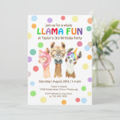 Hele Llama Leuke Kleurrijke Kinderen Verjaardagsfe Kaart (Staand voorkant)