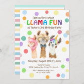 Hele Llama Leuke Kleurrijke Kinderen Verjaardagsfe Kaart (Voorkant / Achterkant)