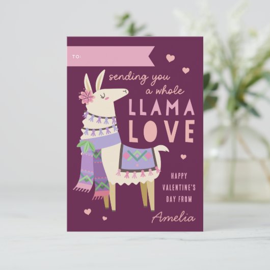 Hele Llama Love Classroom Valentijnsdag Kaart (Staand voorkant)