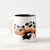Hele Lotta Pugs (Oranje) Tweekleurige Koffiemok (Voorkant links)