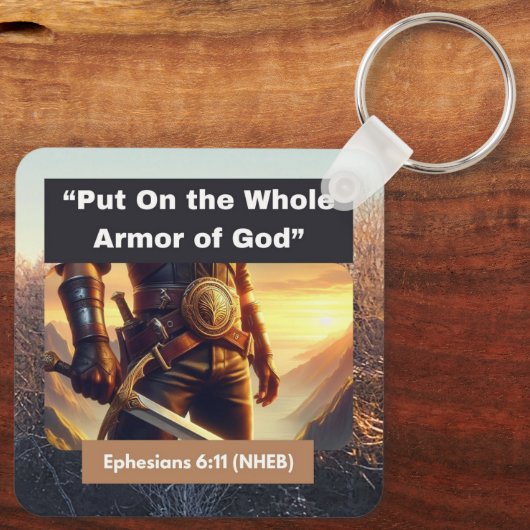 Hele pantser Gods - Square Metal Sleutelhanger (Achterkant)