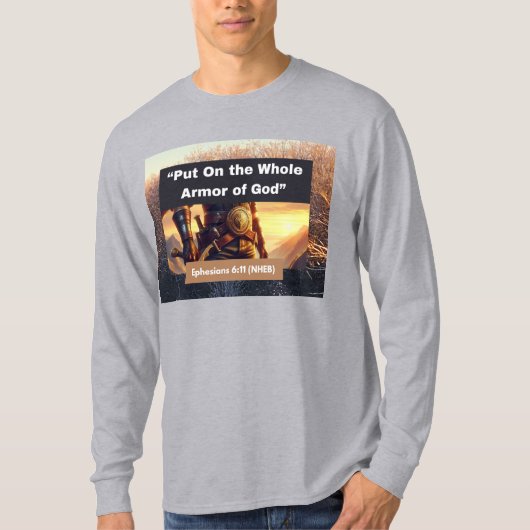 Hele pantser van God - Lange mouw Lt Grijs T-shirt (Voorkant)