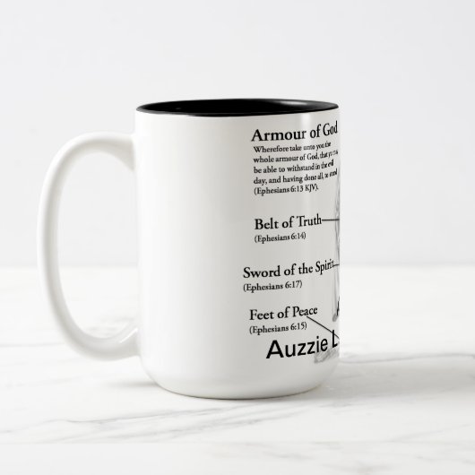 Hele pantser van God Mok (Links)