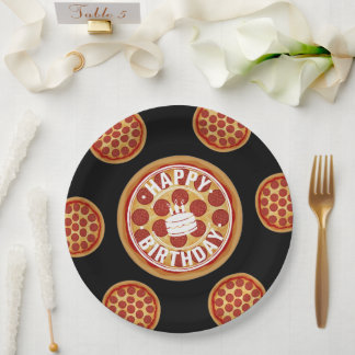 Hele Pizza Gelukkig Verjaardag Feestdesign Papieren Bordje