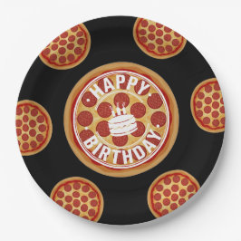 Hele Pizza Gelukkig Verjaardag Feestdesign Papieren Bordje