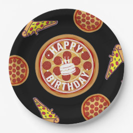 Hele Pizza Gelukkig Verjaardag Feestdesign Papieren Bordje