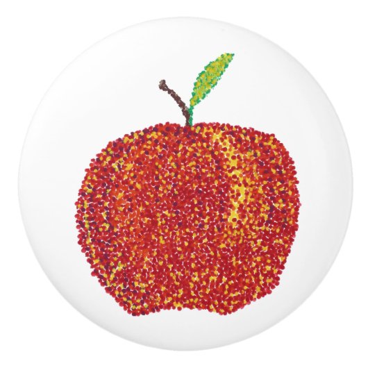 Hele rijpe rode appel in pointillisme knoppen (Voorkant)