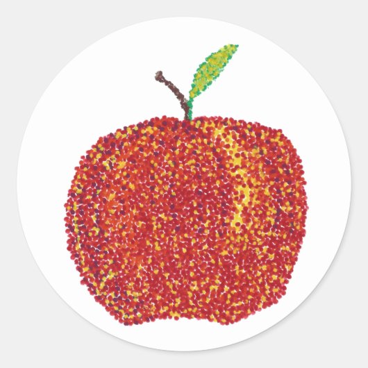 Hele rijpe rode appel in pointillisme Stickers (Voorkant)