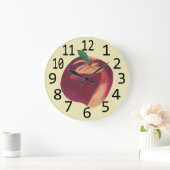 Hele ripe perziken die grote zwarte cijfers schild grote klok (Huis)