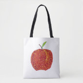 Hele Ripe Red Apple in Pointillisme Canvas tassen (Voorkant)