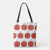 Hele Ripe Red Apple in Pointillisme Canvas tassen (Achterkant)