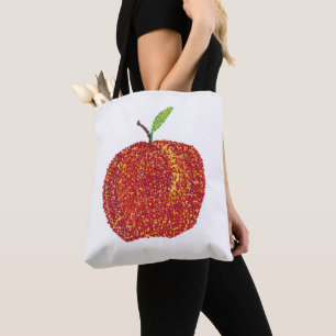 Hele Ripe Red Apple in Pointillisme Canvas tassen