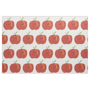 Hele rode appels in pointillisme stengel, bladstof stof