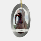 Hele vogel met worm in Beak Keramisch Ornament (Rechts)
