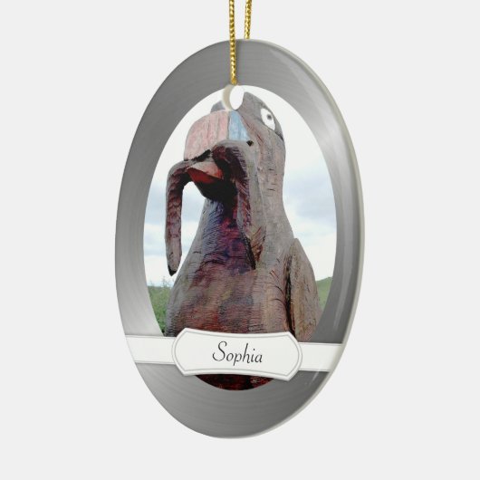 Hele vogel met worm in Beak Keramisch Ornament (Links)
