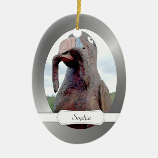 Hele vogel met worm in Beak Keramisch Ornament (Voorkant)