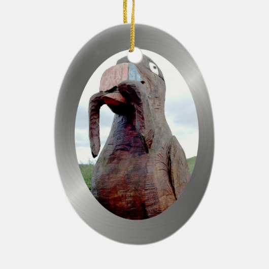 Hele vogel met worm in Beak Keramisch Ornament (Achterkant)