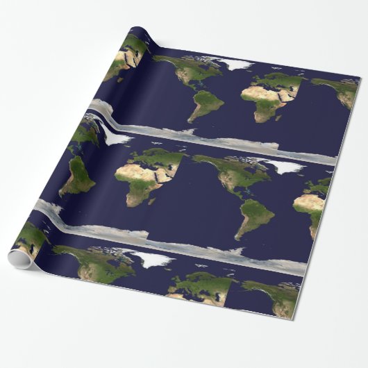Hele Wereld - Planeet Aarde Cadeaupapier (Uitgerold)