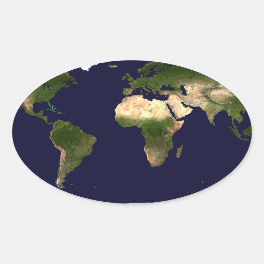 Hele Wereld - Planeet Aarde Ovale Sticker (Voorkant)