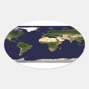 Hele Wereld - Planeet Aarde Ovale Sticker