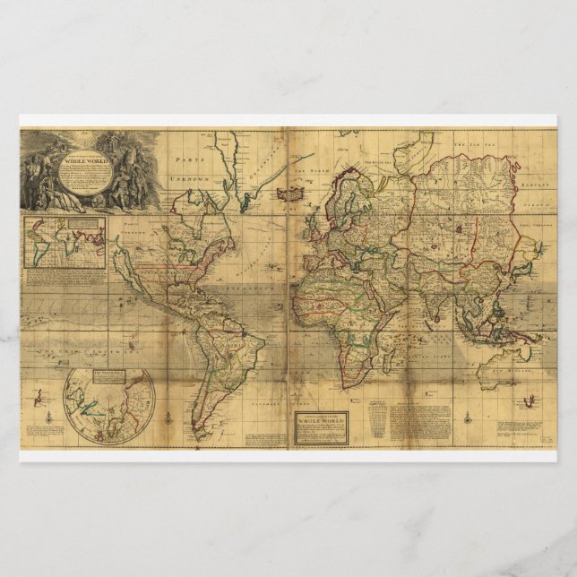 Hele Wereldkaart van Herman Moll (1719) (Voorkant)