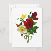 Helebore, Kerst Roos door Pierre Joseph Redoute Feestdagenkaart (Voorkant / Achterkant)