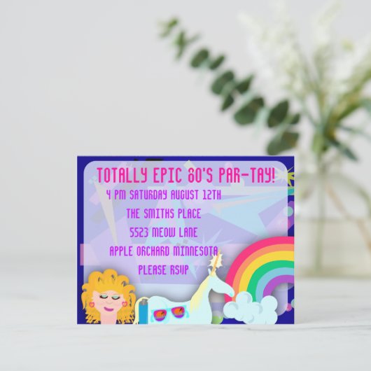 Helemaal 80s Epic Party Time Kaart (Staand voorkant)