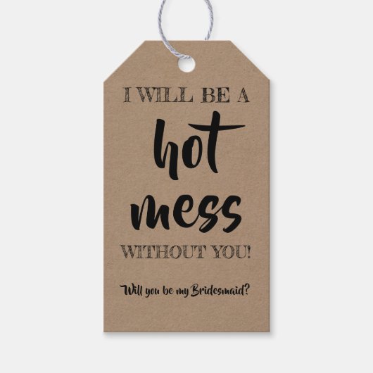 Helemaal in de war - Grappig aanzoek bruidsmeisje Cadeaulabel (Voorkant)